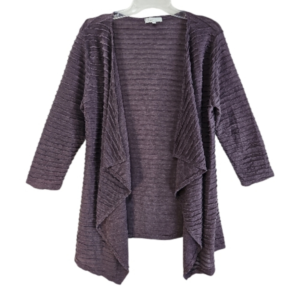 Cactus 3/4 Sleeve Ribbed Knit Drape Front Knit Cardigan Size M